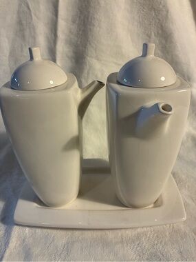 Mikasa Monument White cruet set sleek modern design 2 white porcelain dispensers